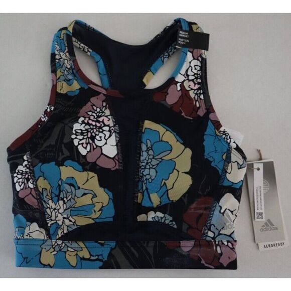 adidas HH9095 Women’s Sz S (A-C) Medium-Support All-Over Print Sports Bra $60 - Picture 1 of 6